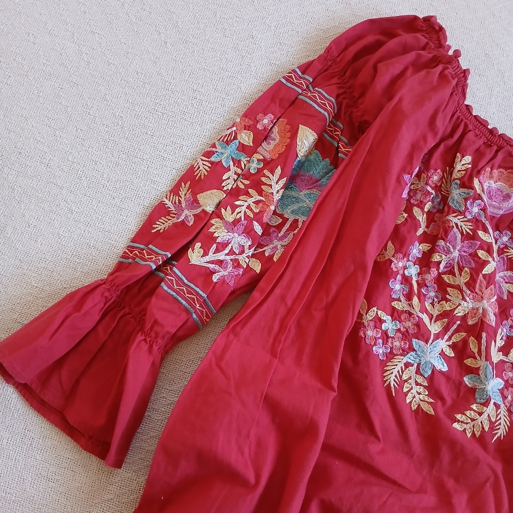 free people ♡ fleur du jour mini embroidered floral dress medium boho - Picture 3 of 13